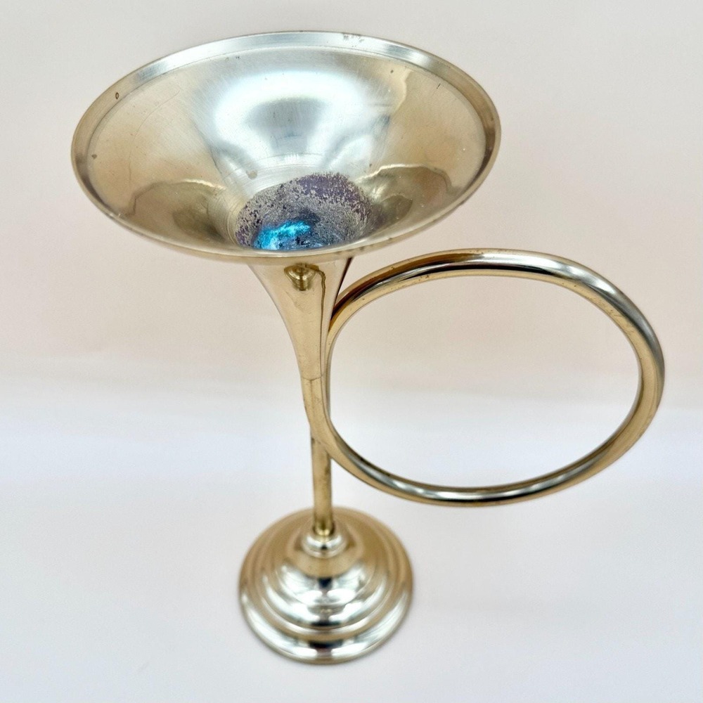 Vintage Bombay Company Solid Brass French Horn Candlestick Holder 9" 1.3 lbs - Picture 6 of 10